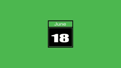 Calendar date block showing June 18 on a green Generate title without using the word "Title:" before it. background with black and white eighteen