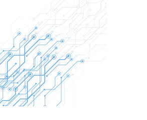 Blue and Gray Circuit Board Lines on White Background
