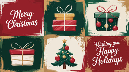 Festive Christmas Greetings with Gift Boxes and Christmas Tree © MdRafiqul