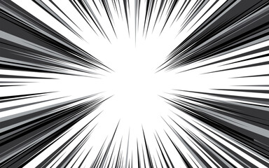 Obraz premium Manga comic radial lines with speed effect for comic books. Black and white explosion background.
