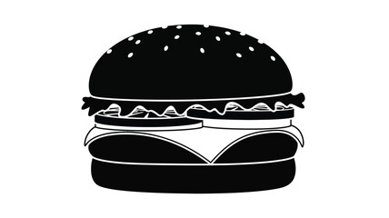 Fototapeta premium A detailed black and white illustration of a classic hamburger silhouette