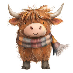 Watercolor Highland cow . Perfect for adding a rustic yet whimsical touch to your designs. ideal for greeting cards, invitations, nursery art, and other creative projects