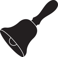 Hand bell vector icon black silhouette symbol of classic alert and service notification