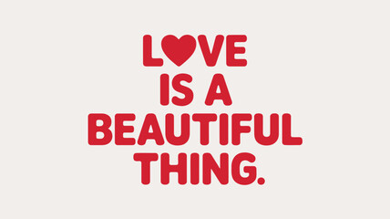 Naklejka premium Minimal valentine greeting with love message in red text on beige background