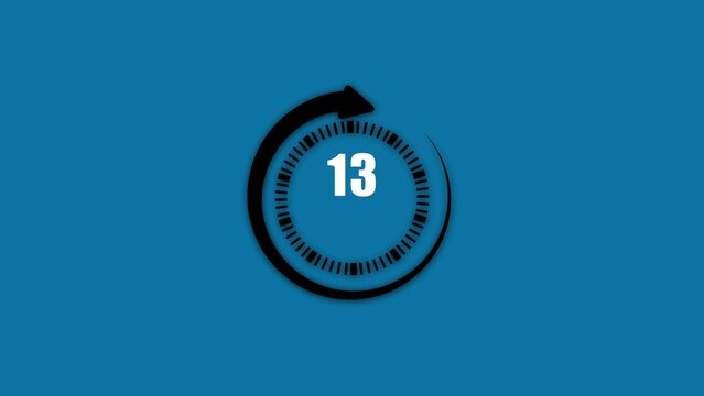 Circular countdown timer showing number thirteen with clockwise arrow on teal Generate title without using the word "Title:" before it. background