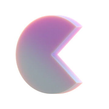 3d gradient pacman abstract shape on an isolated background