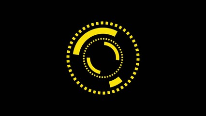 Naklejka premium Circular progress bar with yellow segments and dotted outline on a dark Generate title without using the word 