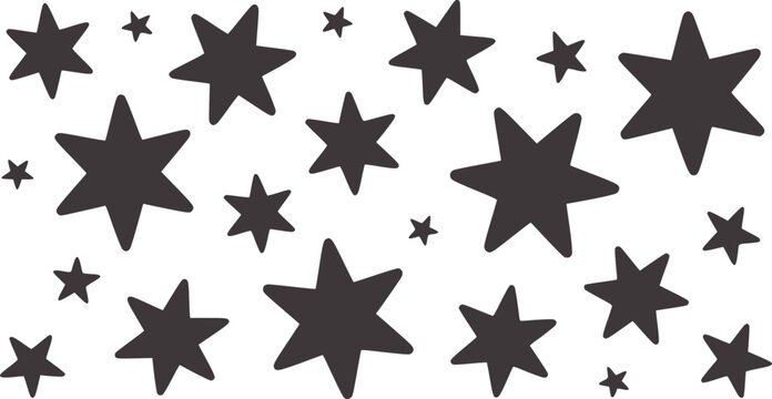 Black irregular stars scattered white with varying sizes