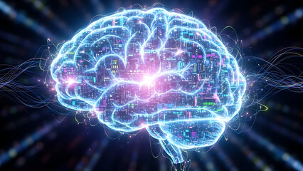 Illuminated neural network brain