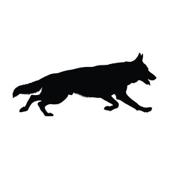 A striking silhouette of a german shepherd in a dynamic running pose