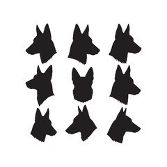Belgian Malinois Head Silhouettes Collection,Belgian Malinois Silhouettes,Vector Belgian Malinois Head Silhouettes,Dog Head Silhouettes,belgian malinois vector