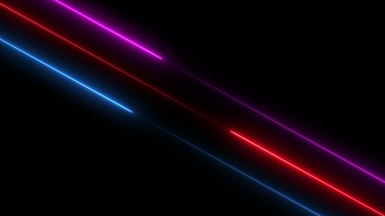 Diagonal neon light trails in pink blue and red colors on a Generate title without using the word "Title:" before it. black background © Honest_boy