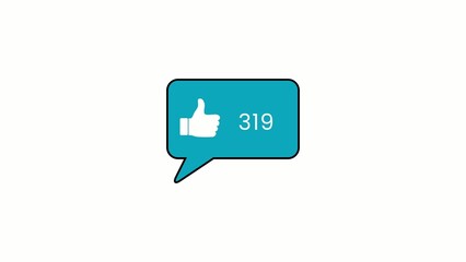 Flat speech bubble with thumbs up and number 319 in teal color chat Generate title without using the word "Title:" before it