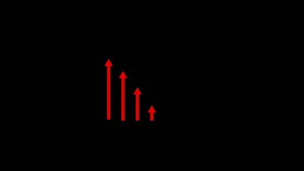 Four Red Upward Arrows Decreasing Size Aligned Vertically Generate Title Without Using The Word Title Before It. Generate title without using the word "Title:" before it. Black Background