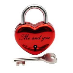 Red Heart Padlock, Love Lock, Romantic Key, Valentine Gift