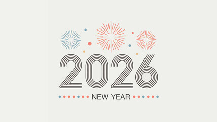 Celebrate 2026 New Year with colorful fireworks and modern design