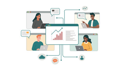 Digital meeting concept vector illustration