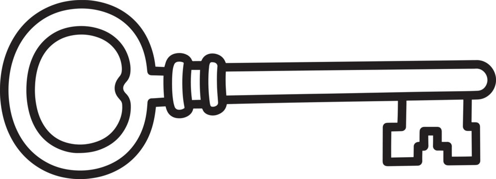 Old antique vintage skeleton key with intricate details isolated on transparent background vector