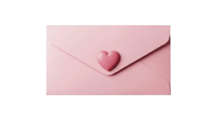 Pink Envelope with Heart Seal on Transparent Background, PNG Image
