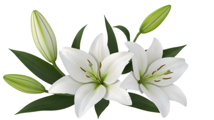 A beautiful bouquet of white lilies of the valley and spring flowers features delicate blossoms and green leaves isolated on a natural background for a floral beauty close-up PNG