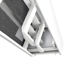 Macro Detail of Louver Flaps and Insect Screen on Vent Hood