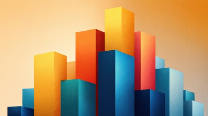Abstract colorful bar graph representing growth and progress with a warm gradient background