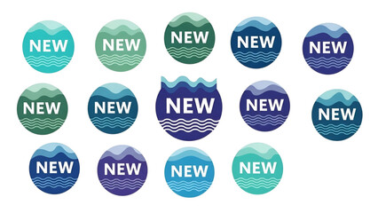 Obraz premium Vibrant circular new badges with watercolor waves