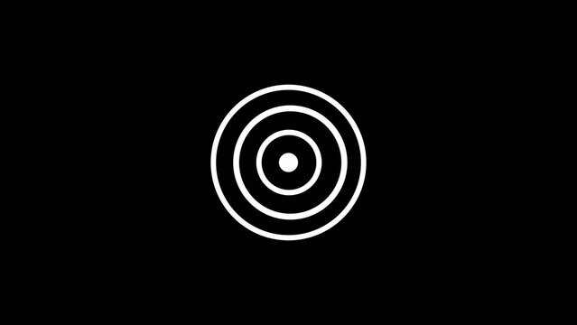 Generate title without using the word "Title:" before it. White concentric circles target symbol on a black background