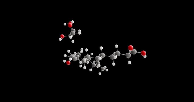 Polyglycerol polyricinoleate molecule, rotating 3D model of e476, looped video on a black background
