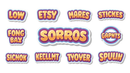 Colorful retro brand name logos for creative designs