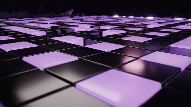 Abstract Geometric Cubes in Purple and Black Creating Depth Illuminated by Ambient Lighting