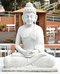 White stone buddha statue at an Indian temple