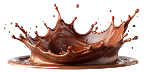 Chocolate liquid splash crown shape on white isolated on a transparent background
