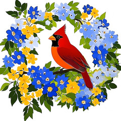 watercolor Red Cardinal.Ideal for Christmas projects, greeting cards, invitations, and nature-themed designs