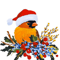 watercolor Red Cardinal.Ideal for Christmas projects, greeting cards, invitations, and nature-themed designs