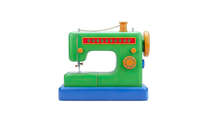 Green Sewing Machine Isolated on White Background