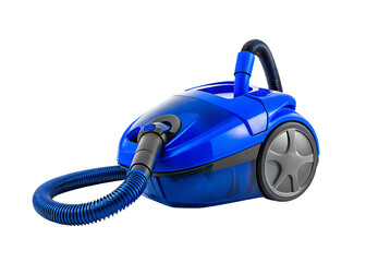 Blue canister vacuum cleaner isolated on white background