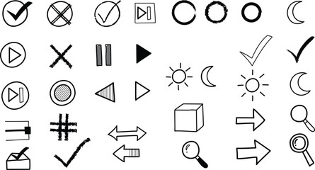 Collection of media control and navigation icons
