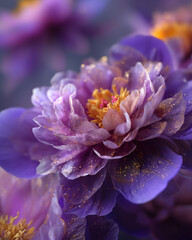 Stunning Purple Peony Flowers with Golden Glitter and Orange Stamens