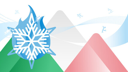 Winter sports, background , peaks in the colors of the Italian flag. Symbols of winter sports competitions - background, banner, vector illustration.