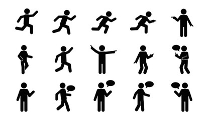 Symbolic Human Actions: A visual representation of various human actions and interactions. The icons depict a range of activities, providing a versatile resource for diverse applications.