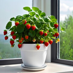 strawberry plant in pot