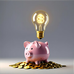 piggy bank and gold coins