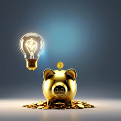 piggy bank with gold coin