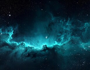 &ldquo;Teal Radiance &ndash; Glowing Nebula with Turquoise Light in Deep Space&rdquo;