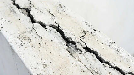 Close Up of Cracked and Crumbling White Painted Wood Surface Showing Signs of Age and Deterioration