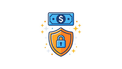 Financial Security Concept with Shield and Money Illustration Representing Protection and Safe Investments for Future Growth