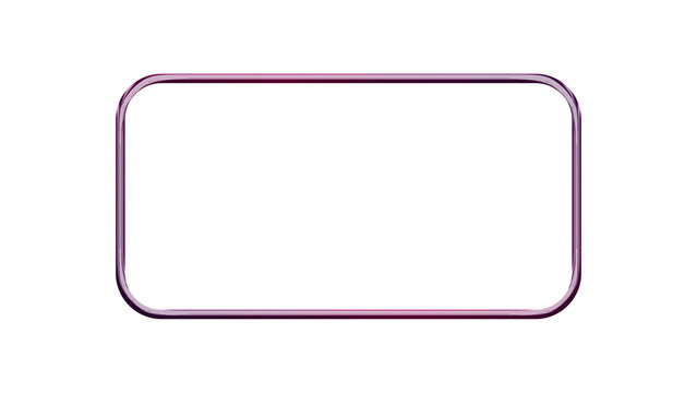Glossy metallic rounded rectangle frame with magenta to purple gradient, isolated on transparent background. Modern neon chrome border for futuristic UI and digital layouts.