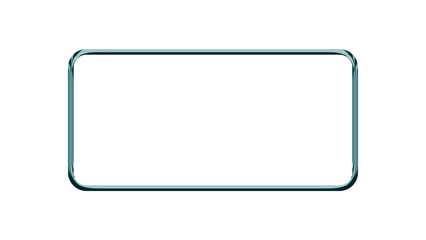 Dark teal metallic rounded rectangle frame with chrome finish, isolated on transparent background. Futuristic UI border for technology and digital design projects.