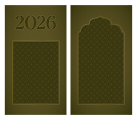 Army green and golden luxurious new year 2026 vertical background vector set